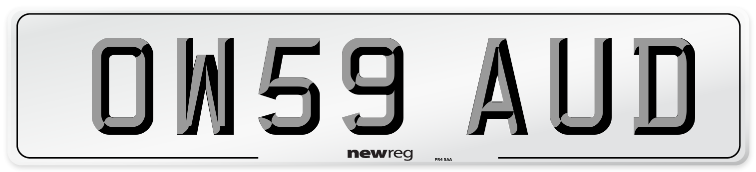 OW59 AUD Number Plate from New Reg